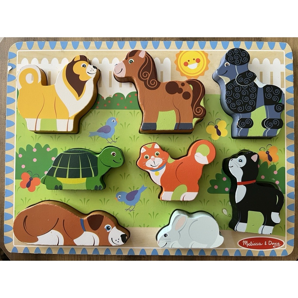Melissa & Doug Wooden Peg Farm Animals Chunk Puzzle + Minnie Mouse Dress-Up